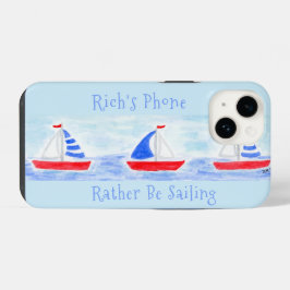 手描き水彩帆船 海でサイリング iPhone 14ケース