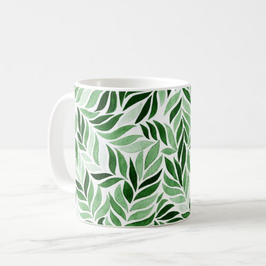 手描き水彩抽象芸術継ぎ目パターン コーヒーマグカップ (正面左)