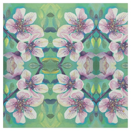 手描き水彩画 桜の花 ファブリック (見本)
