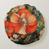 手描き水彩継ぎ目無しフローラルパターン ラウンドクッション (裏面)