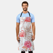 手描き水彩継ぎ目無し模様（ピンクf） エプロン (着用した状態)