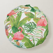 手描き水彩継ぎ目無し模様（ピンクf） ラウンドクッション (裏面)