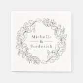 手描き水彩線素晴らしフローラ結婚 スタンダードカクテルナプキン (正面)