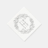 手描き水彩線素晴らしフローラ結婚 スタンダードカクテルナプキン (角)