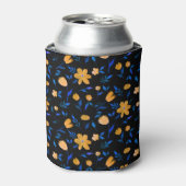 手描き水彩花と葉模様。 缶クーラー (缶正面)