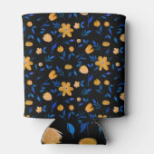 手描き水彩花と葉模様。 缶クーラー (裏面)