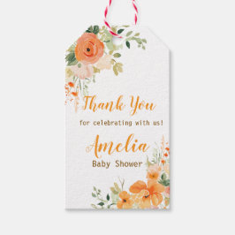手描き水彩花のベビーシャワー ギフトタグ
