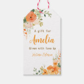 手描き水彩花のベビーシャワー ギフトタグ (正面)