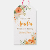 手描き水彩花のベビーシャワー ギフトタグ (裏面)