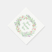 手描き水彩花輪 スタンダードカクテルナプキン (角)