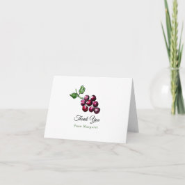 手描き水彩赤ワイン葡萄かわいい サンキューカード