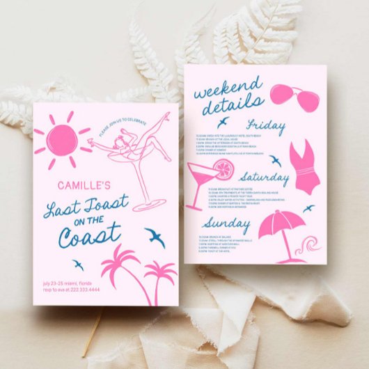 手描き沿岸バチェロレッテ週末 招待状