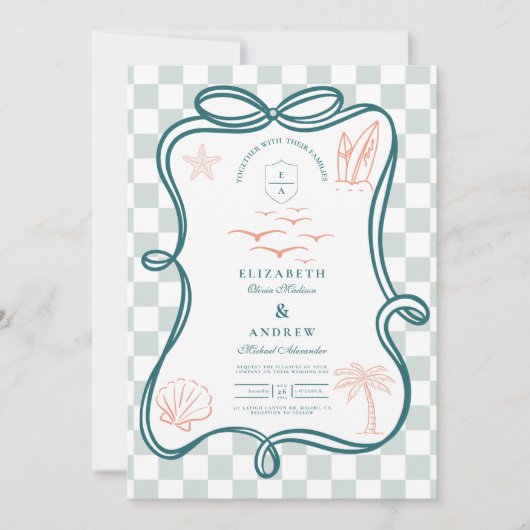 手描き沿岸結婚部 招待状 (正面)