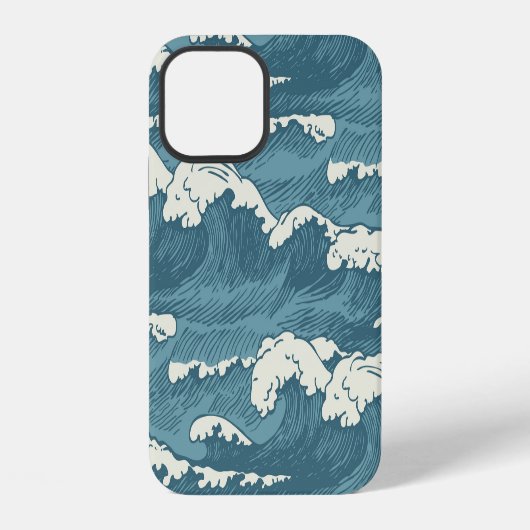 手描き波レトロヴィンテージパターン iPhoneケース (裏面)