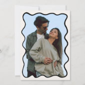 手描き波打ち結婚式の日付写真を保存 招待状 (裏面)