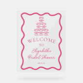 手描き波状フレーム&シャンパンタワーウェルカム アクリルサイン (正面)