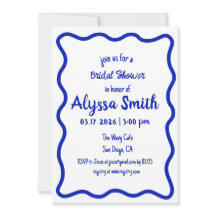 手描き波青縁どと白のブライダルシャワー