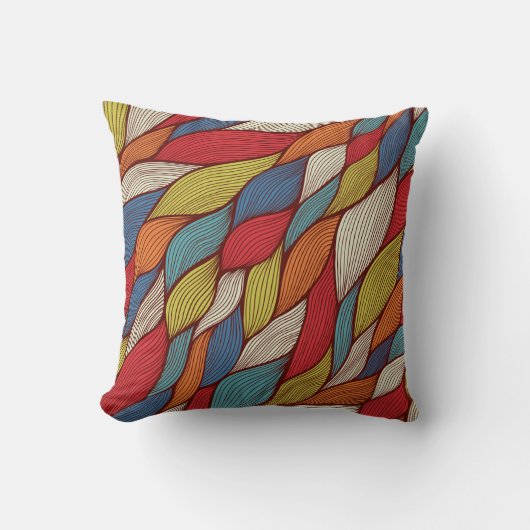 手描き波:抽象芸術シームレス背景。 クッション (正面)