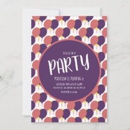 手描き浮動バルーンパターン誕生日 招待状