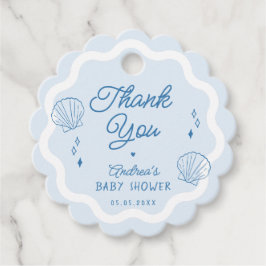 手描き海シェルベイビーシャワーありがとう フェイバータグ