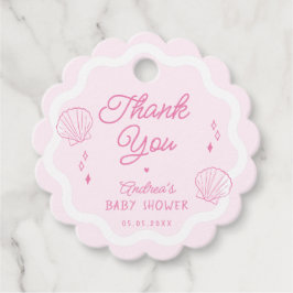 手描き海シェルベイビーシャワーありがとう フェイバータグ