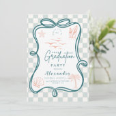 手描き海岸波ウェーブフレーム卒業式 招待状 (スタンド正面)