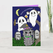 手描き漫画キャットハロウィンの挨拶 シーズンカード (正面)