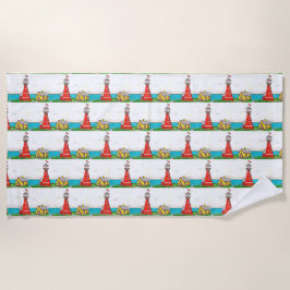 手描き灯台ビーチタオル ビーチタオル