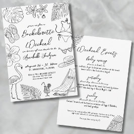 手描き熱帯ビーチバチェロレッテ 招待状