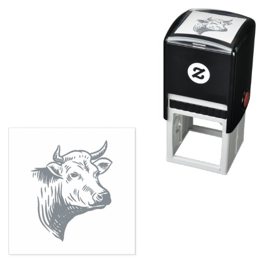 手描き牛頭ヴィンテージスタイル セルフインキングスタンプ (インサイチュ)