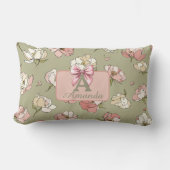 手描き牡丹パターン装飾用クッション ランバークッション (正面)