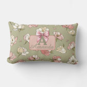 手描き牡丹パターン装飾用クッション ランバークッション (正面)