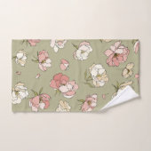 手描き牡丹パターン バスタオルセット (ハンドタオル)