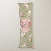 手描き牡丹パターン ボディピロー (正面縦)
