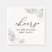 手描き牡丹応援未来ミセス・ブライダルシャワー スタンダードカクテルナプキン (正面)