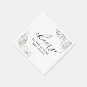 手描き牡丹応援未来ミセス・ブライダルシャワー スタンダードカクテルナプキン (角)