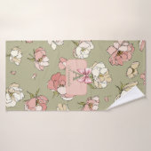 手描き牡丹模様タオル バスタオル (バスタオル)