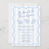 手描き牡蠣パーティー カップル ウェディング シャワー 招待状 (正面)