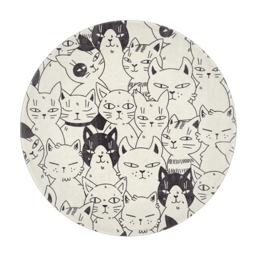 手描き猫はシームレスなパターンを描く。 カッティングボード (正面)