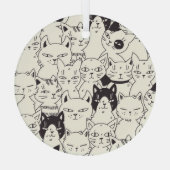 手描き猫はシームレスなパターンを描く。 ガラスオーナメント (裏面)