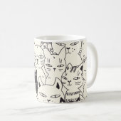 手描き猫はシームレスなパターンを描く。 コーヒーマグカップ (正面右)