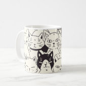 手描き猫はシームレスなパターンを描く。 コーヒーマグカップ (正面左)