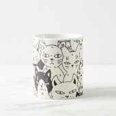 手描き猫はシームレスなパターンを描く。 コーヒーマグカップ (中央)