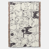 手描き猫はシームレスなパターンを描く。 スローブランケット (正面縦)