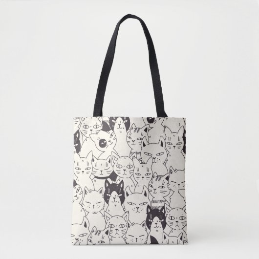 手描き猫はシームレスなパターンを描く。 トートバッグ (正面)