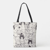 手描き猫はシームレスなパターンを描く。 トートバッグ (裏面)