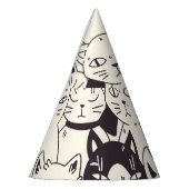 手描き猫はシームレスなパターンを描く。 パーティーハット (左)