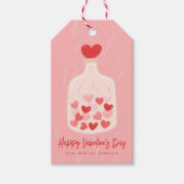 手描き瓶のハートバレンタインデー ギフトタグ (正面)