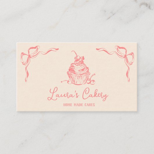手描き甘いカップケーキベーカリーパティシエ 名刺 (正面)