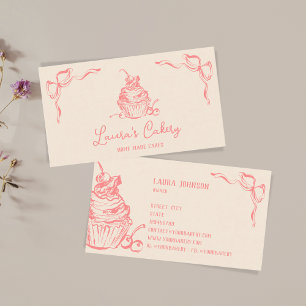 手描き甘いカップケーキベーカリーパティシエ 名刺
